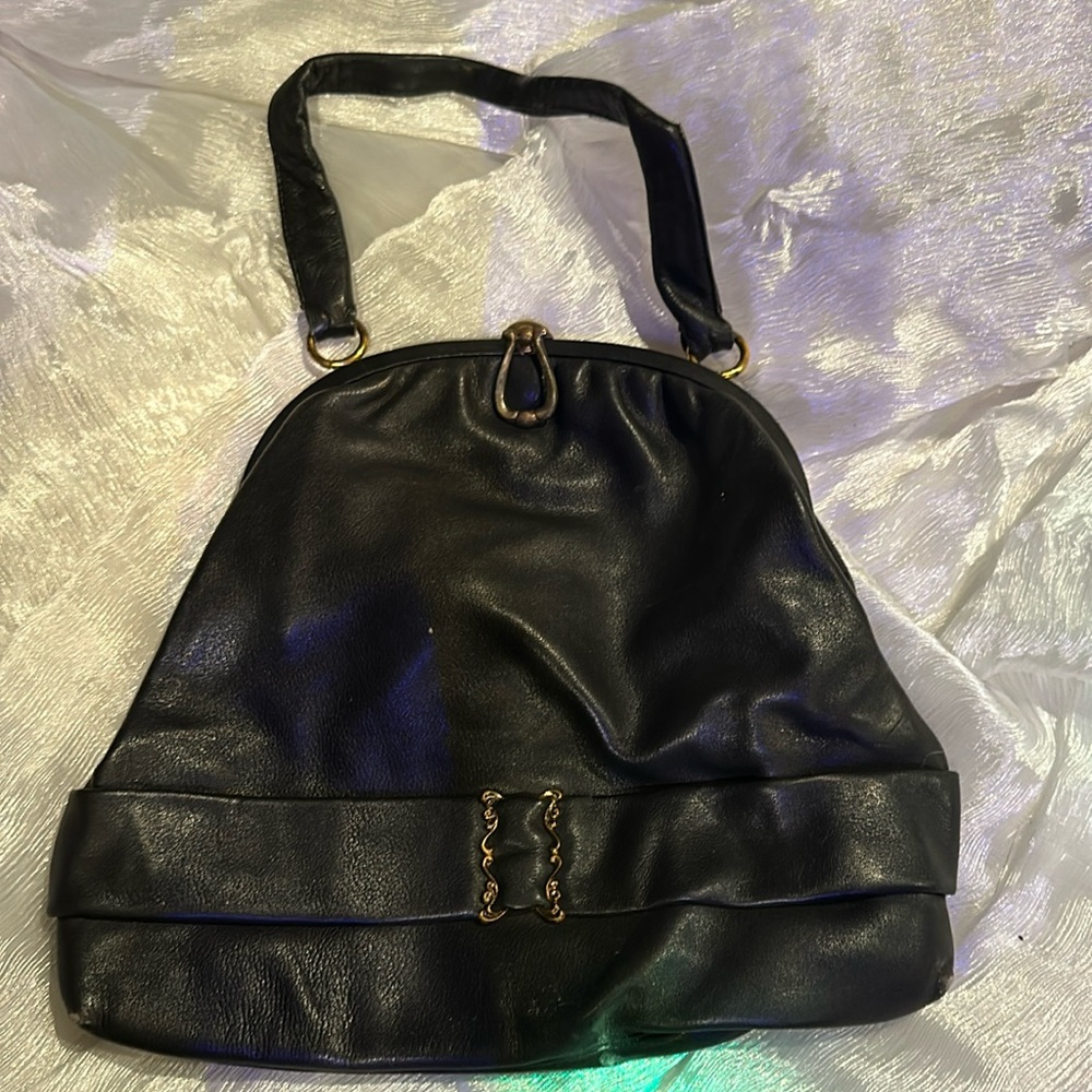 Vintage Medium black real leather bag